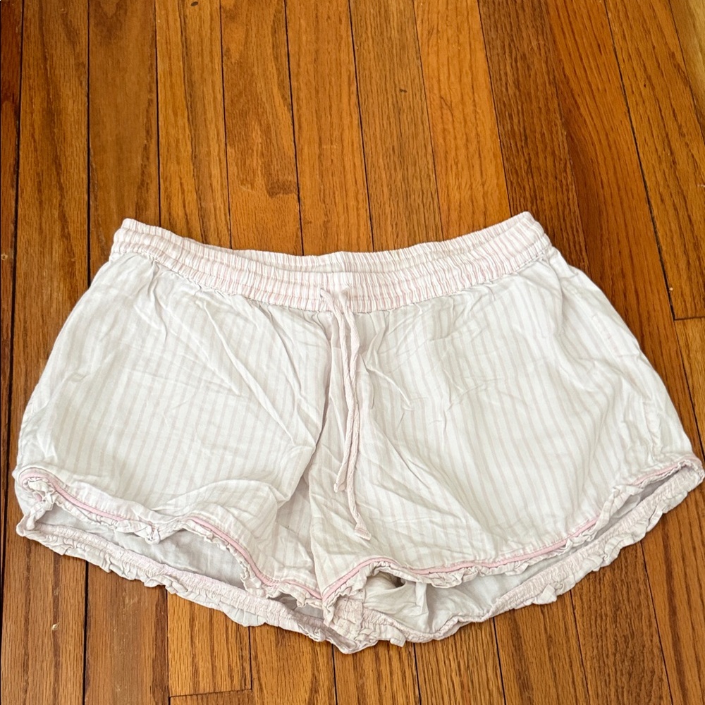Abella White and Pink Striped Sleep Shorts